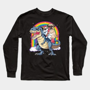 Pug Unicorn Dinosaur T Rex Kids Girls Women Rainbow Long Sleeve T-Shirt